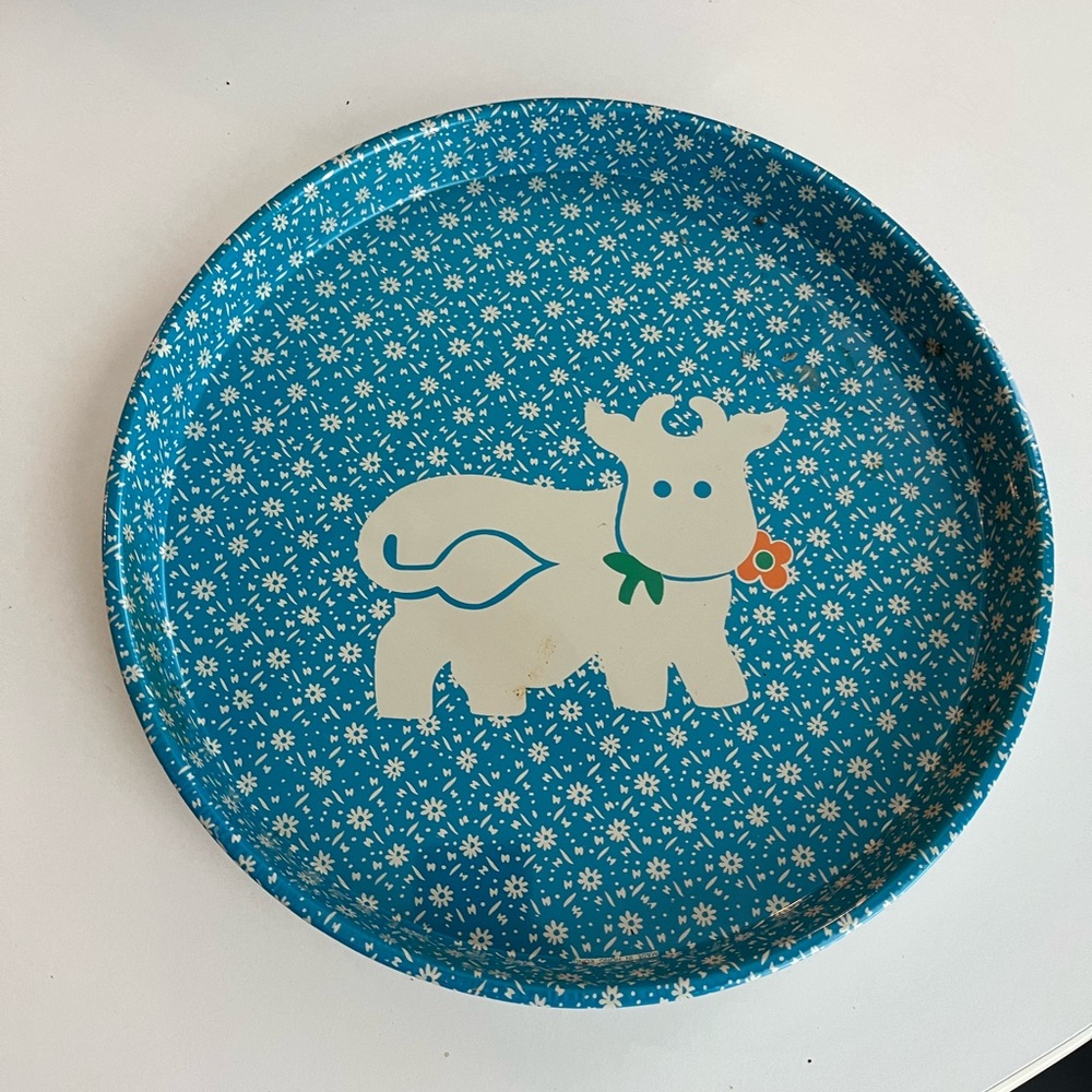 Vintage Metal Farmhouse Decor Decorative Cow Tray